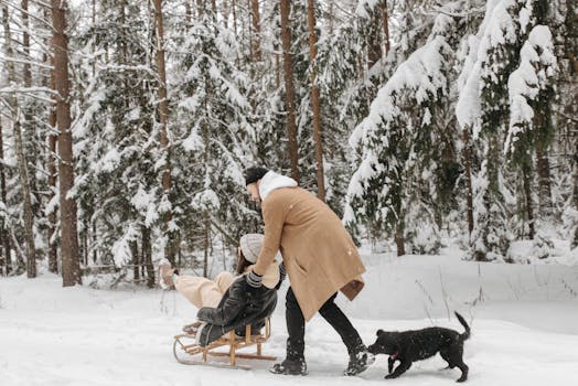 family enjoying nature with their pet