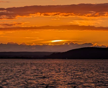 peaceful sunset over a calm lake