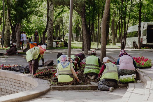 community members planting trees