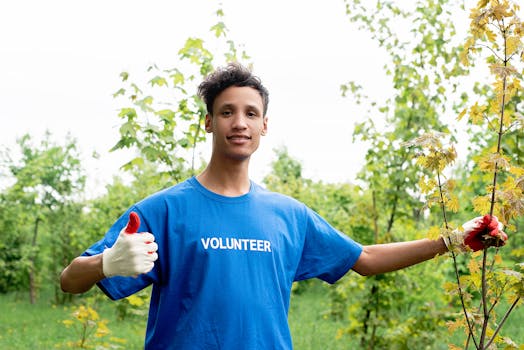 volunteers at a park clean-up