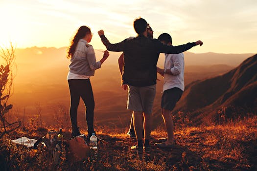 a group of people hiking together