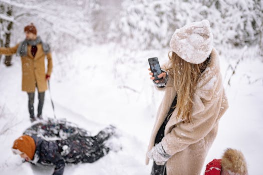 person taking photos in a forest