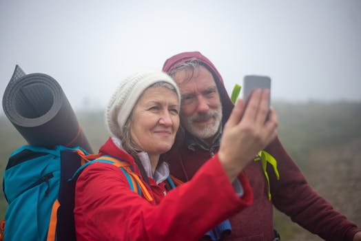 Happy beginner hikers enjoying nature