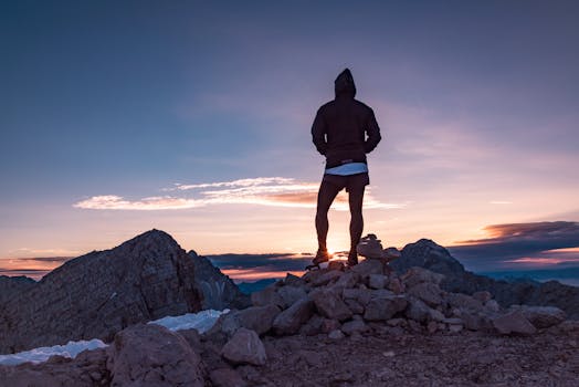 beautiful sunset during a nature hike