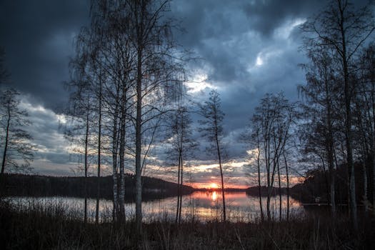 sunset over a peaceful lake