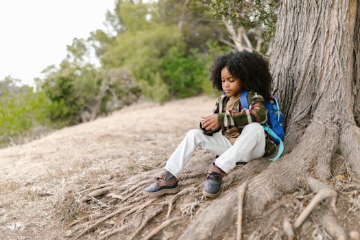 Children exploring nature in a forest school