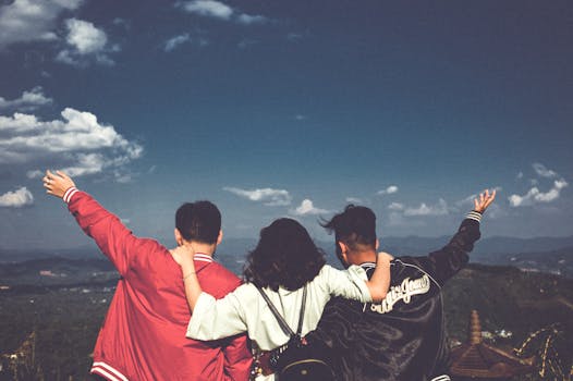 group of friends hiking