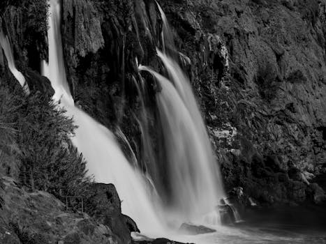 relaxing nature scene with flowing water