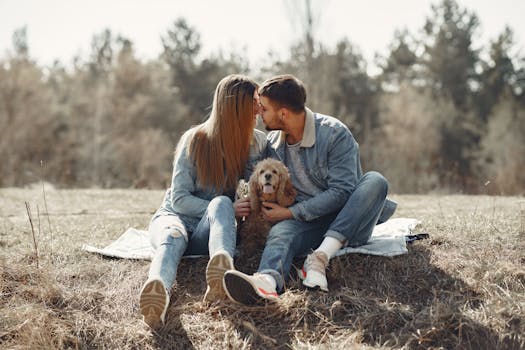 happy pet and owner in nature