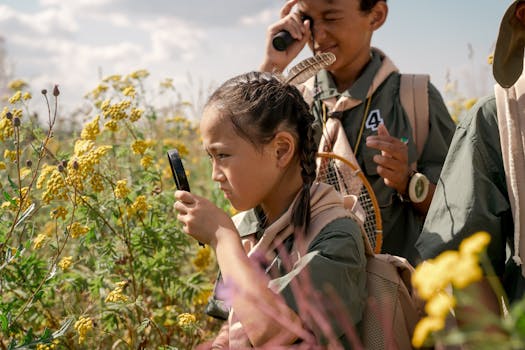 Children planting wildflowers