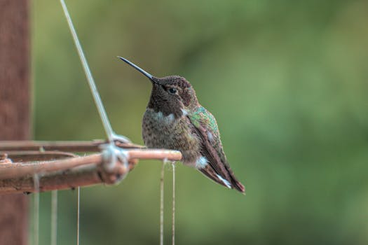 a bird feeder in a garden