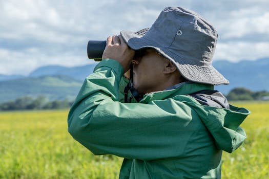 group of people observing wildlife with binoculars